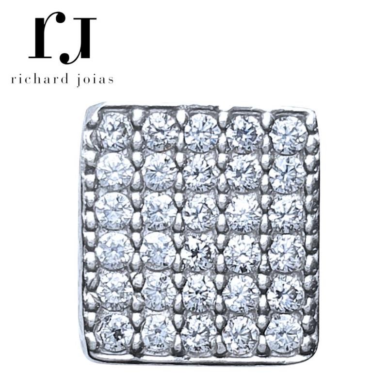 PINGENTE DE PRATA QUADRADO C/ 30 PEDRAS