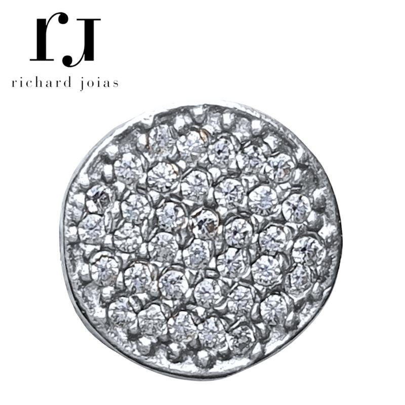 PINGENTE DE PRATA REDONDO PEQUENO C/ 36 PEDRAS