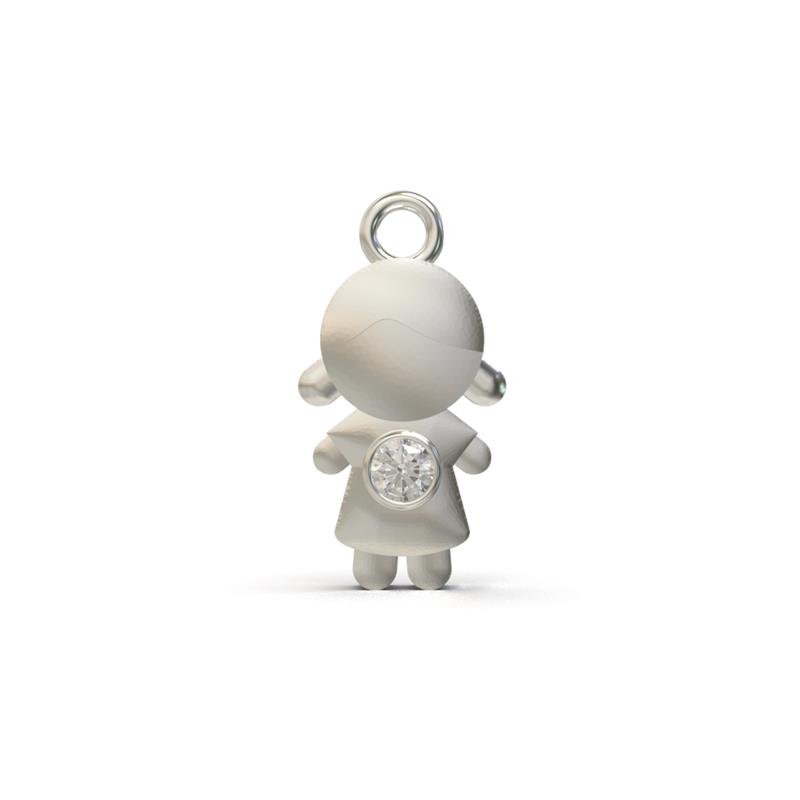 PINGENTE DE PRATA MENINA TAMANHO 1,7X1,0 C/ 01 PEDRA DE 3,0MM