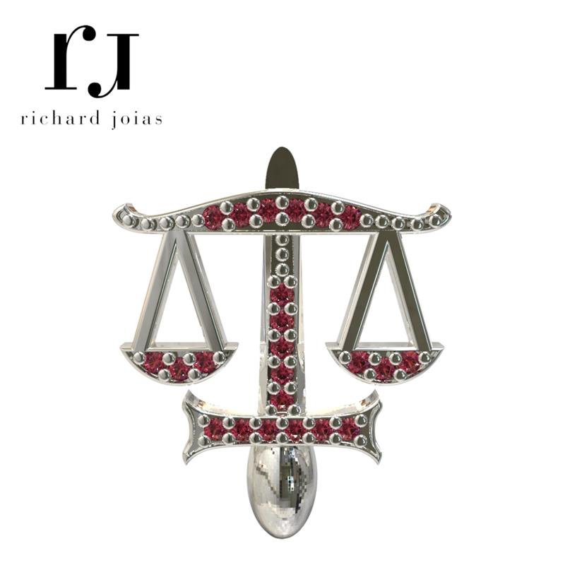 PINGENTE DE PRATA CURSO DIREITO TAMANHO 1,8X1,8