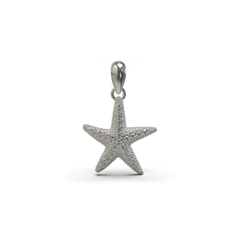 PINGENTE DE PRATA ESTRELA DO MAR TAMANHO 1,3X3,5