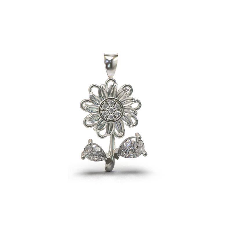 PINGENTE DE PRATA FLOR TAMANHO 2,4X1,7