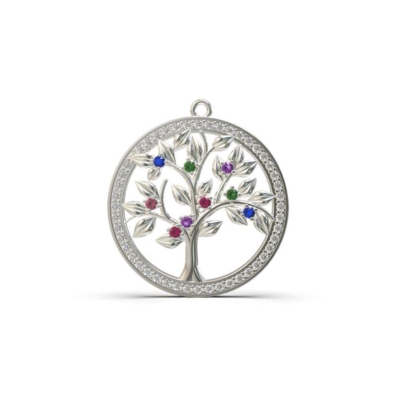PINGENTE DE PRATA ÁRVORE DA VIDA 2,0X2,5 CENTRO COLORIDO