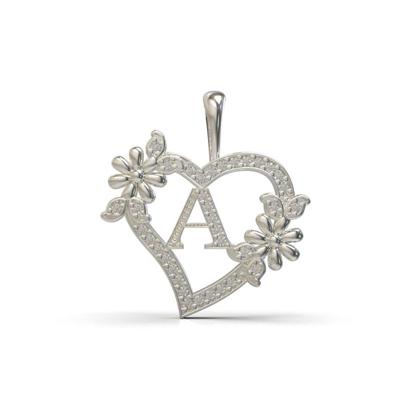 PINGENTE DE PRATA CORAÇÃO C/ LETRA TAMANHO 2,0X2,0