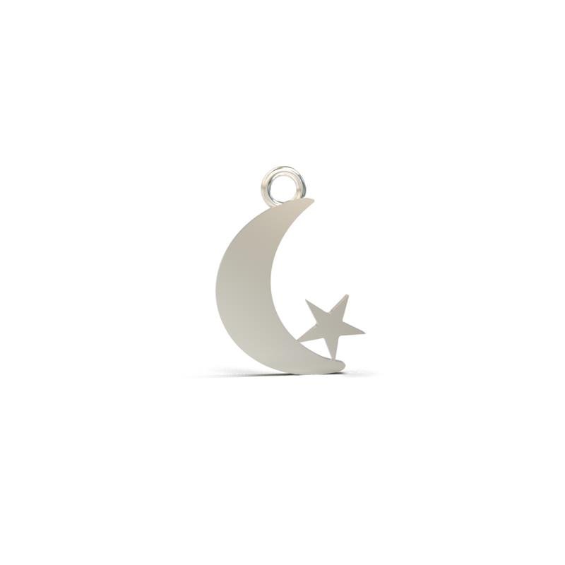 PINGENTE DE PRATA LUA C/ ESTRELA 18X4MM