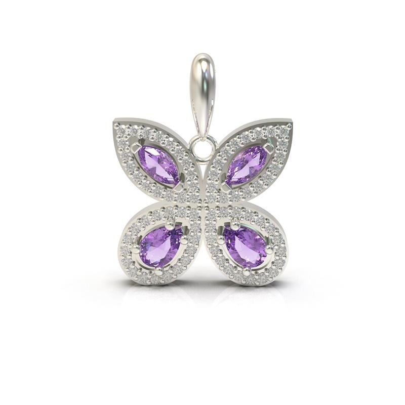 PINGENTE DE PRATA 925 A 950 BORBOLETA CRAVEJADA 2 X 2,3 CM