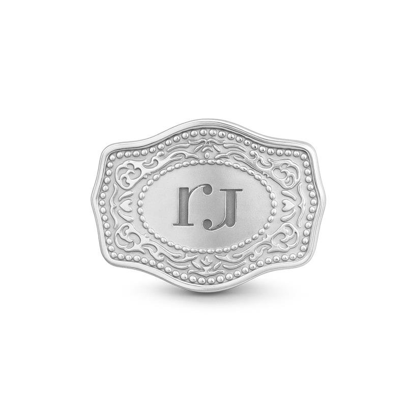 PINGENTE DE PRATA FIVELA COUNTRY 2,5X1,8 CM (GRAVAÇÃO À LASER DAS LETRAS)