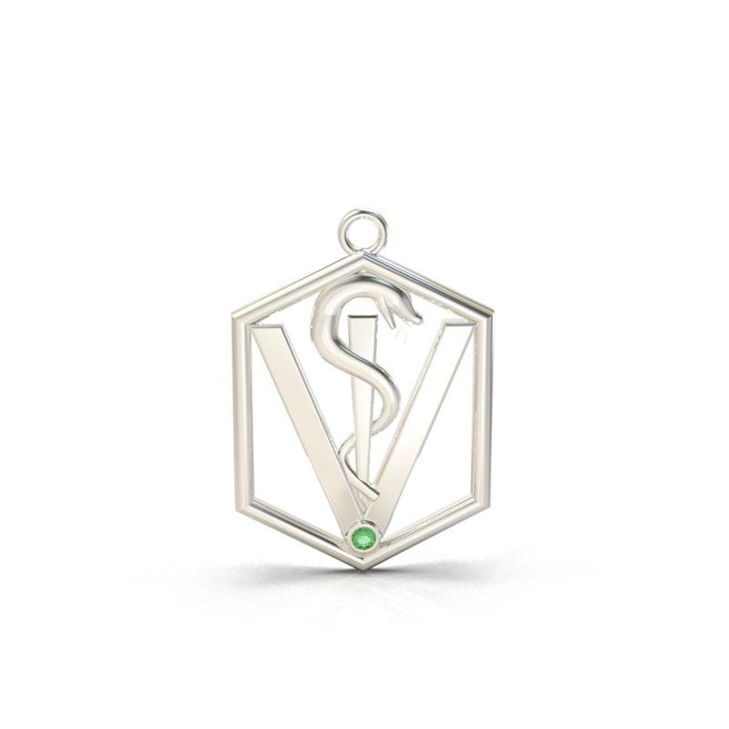 PINGENTE DE PRATA FORMATURA MEDICINA 2,5X2 C/1 PEDRA DE 2MM (TAM P)