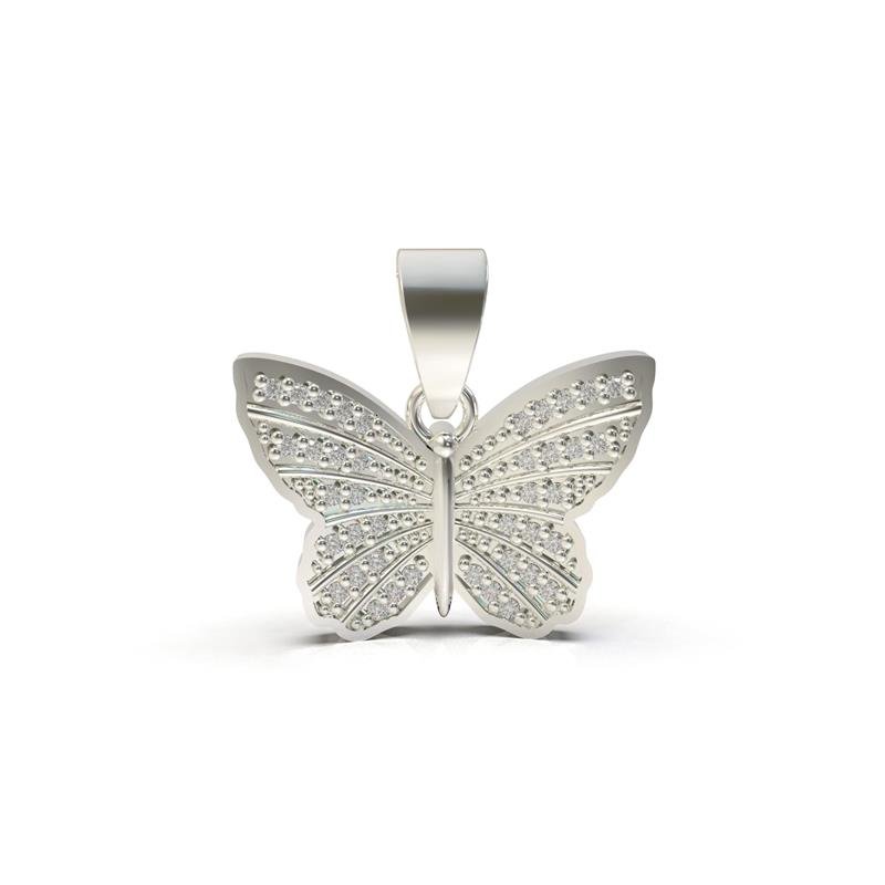 PINGENTE DE PRATA 925 A 950 BORBOLETA CRAVEJADA 2 X 1,5 CM