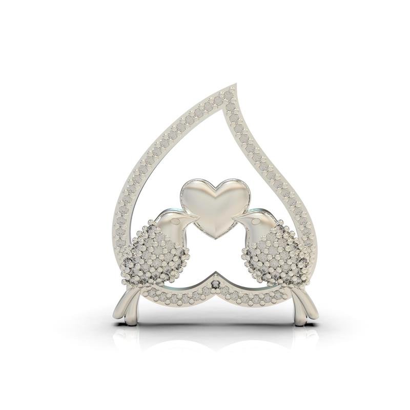 PINGENTE DE PRATA 925 A 950 PASSARINHOS COM CORAÇÃO