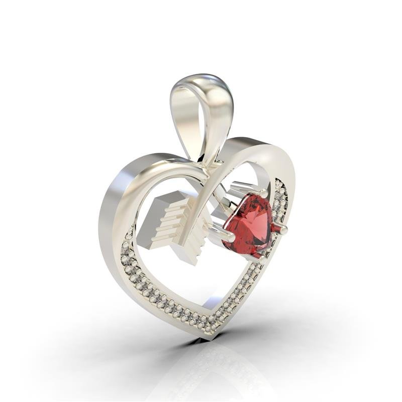 PINGENTE DE PRATA 925 A 950 FLECHA COM CORAÇÃO