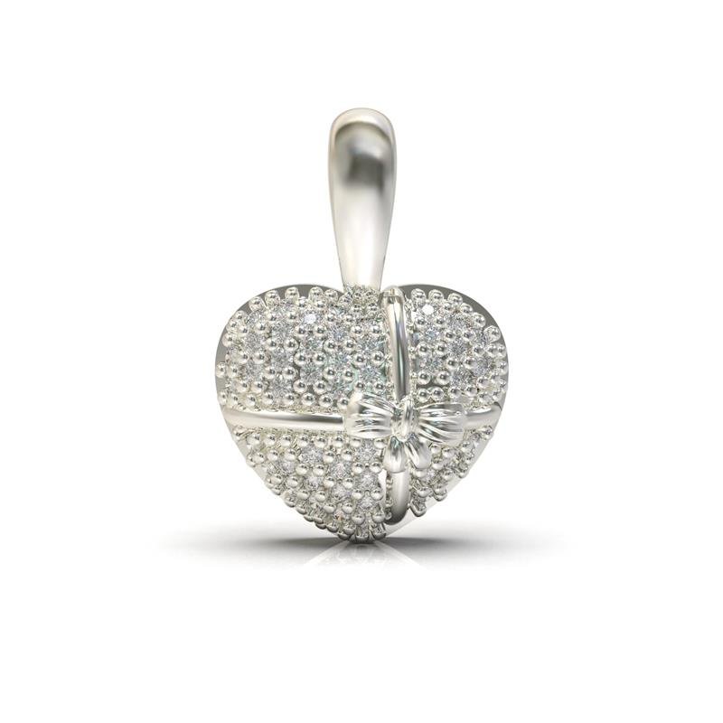 PINGENTE DE PRATA 925 A 950 CORAÇÃO COM LAÇO / COM PEDRAS DE 1,0MM