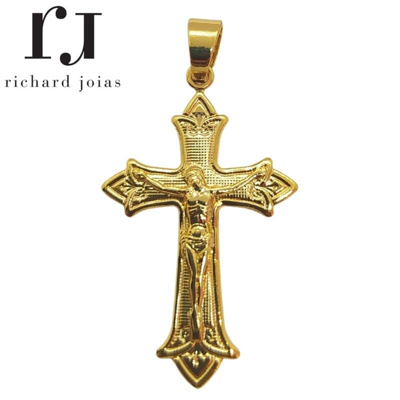 PINGENTE FOLHEADO A OURO CRUCIFIXO 4.0CM X 2.0CM