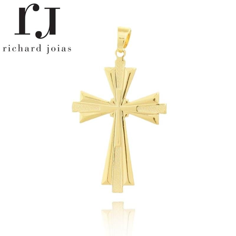 PINGENTE FOLHEADO A OURO CRUCIFIXO 3.0CM X 2.5CM