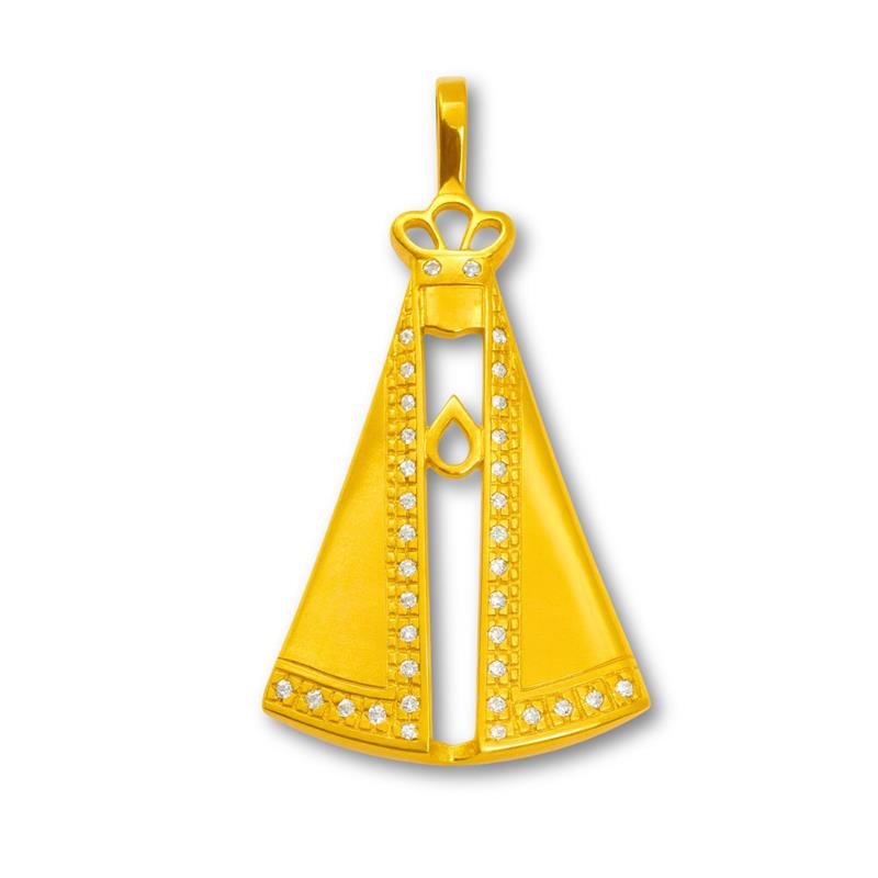 PINGENTE DE MOEDA NOSSA SENHORA APARECIDA C/28 PEDRAS DE TAMANHO 3,4 X 2
