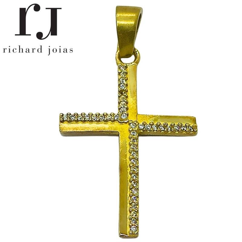 PINGENTE DE MOEDA CRUZ C/40 PEDRAS DE TAMANHO 2,3 X 3,5