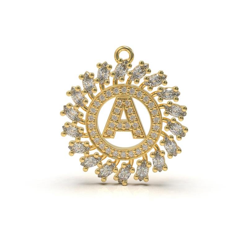 PINGENTE DE MOEDA MANDALA C/ LETRA DE TAMANHO 2,6 X 2,6 (DISPONÍVEL DE A - Z)