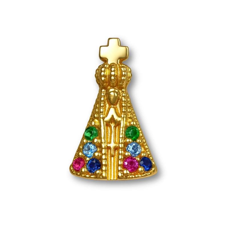 PINGENTE DE MOEDA NOSSA SENHORA APARECIDA COLORIDO DE TAMANHO 1,8 X 0,8