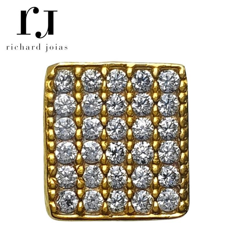 PINGENTE DE MOEDA QUADRADO C/ 30 PEDRAS