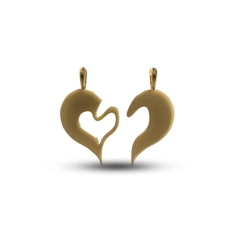PINGENTE DE MOEDA CORAÇÃO DUAS PARTES TAMANHO 2,5X3,0