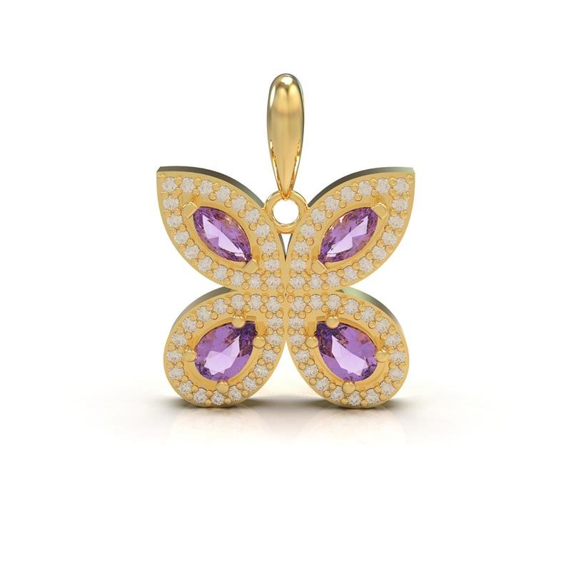 PINGENTE DE MOEDA BORBOLETA CRAVEJADA