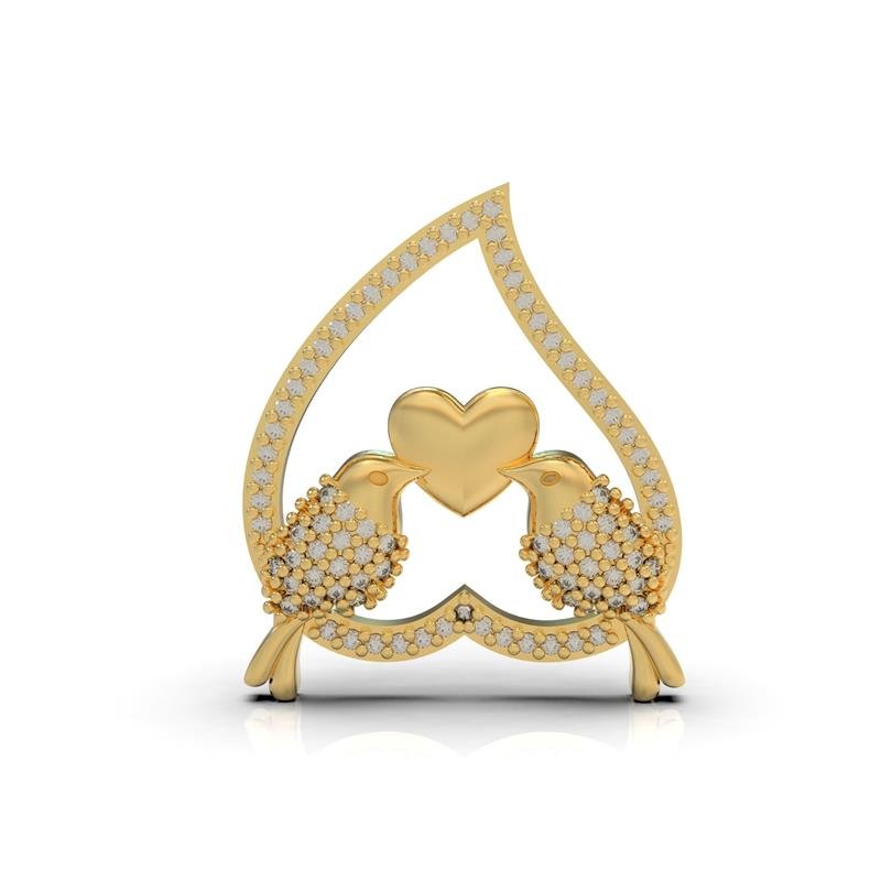 PINGENTE DE MOEDA PASSARINHOS COM CORAÇÃO