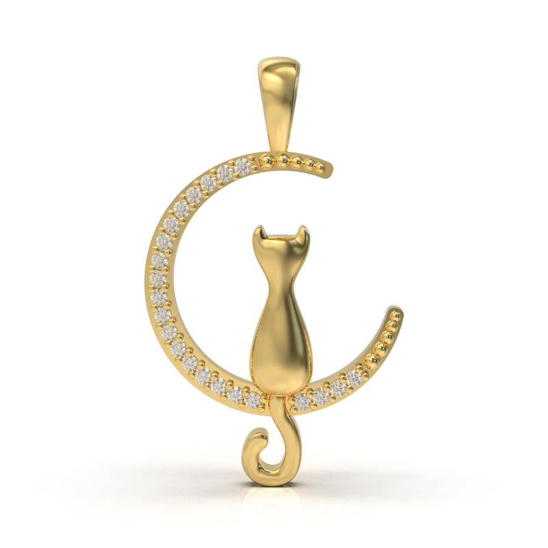 PINGENTE DE MOEDA LUA C/ GATO