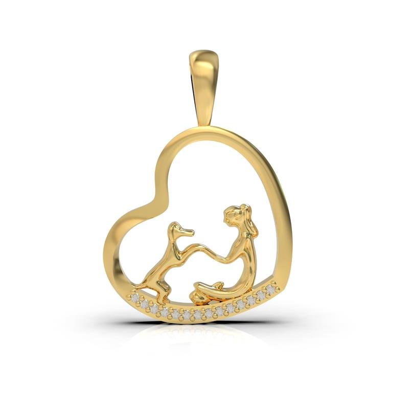 PINGENTE DE MOEDA CORAÇÃO COM CACHORRO