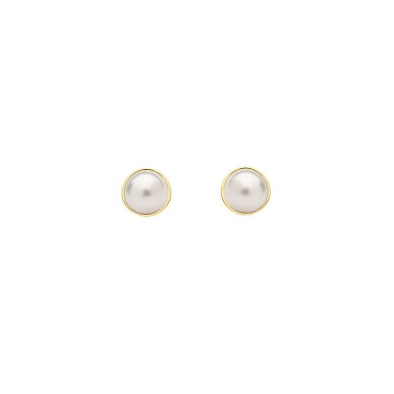 BRINCO DE OURO 18KL BABY ROCOCÓ C/PEROLA 4,0MM
