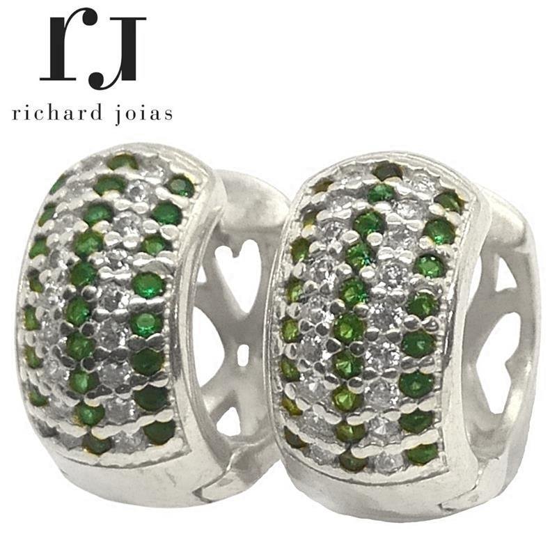 BRINCO DE PRATA COLORIDO DE PRESSÃO CRAVEJADO C/88 PEDRAS