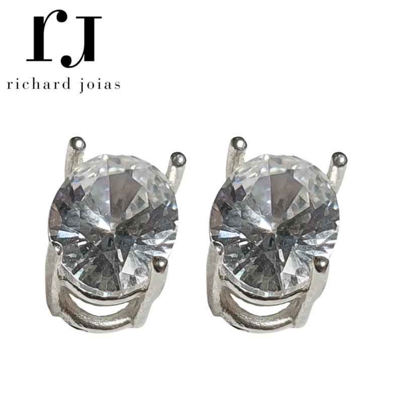 BRINCO DE PRATA PEDRA OVAL 5X7MM+TARRAXA