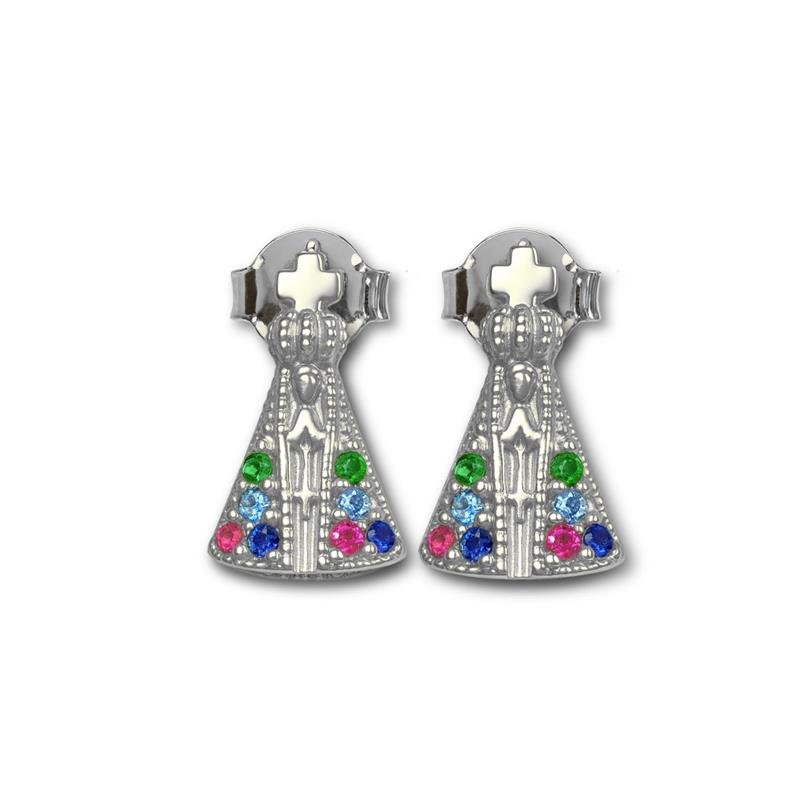 BRINCO DE PRATA NOSSA SENHORA APARECIDA COLORIDO+TARRAXA