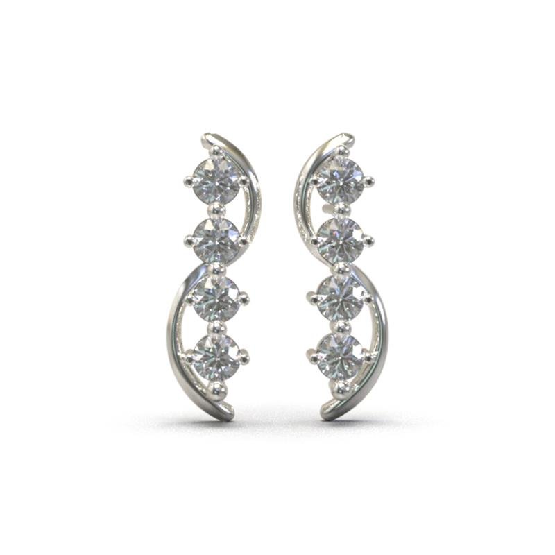 BRINCO DE PRATA SINUOSO C/ 04 PEDRAS DE 4,0MM+TARRAXA