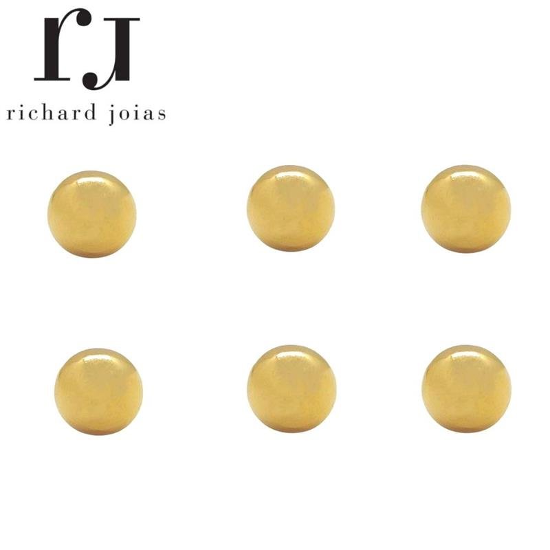 BRINCO FOLHEADO A OURO TRIO DE BOLINHAS LISAS (6MM)