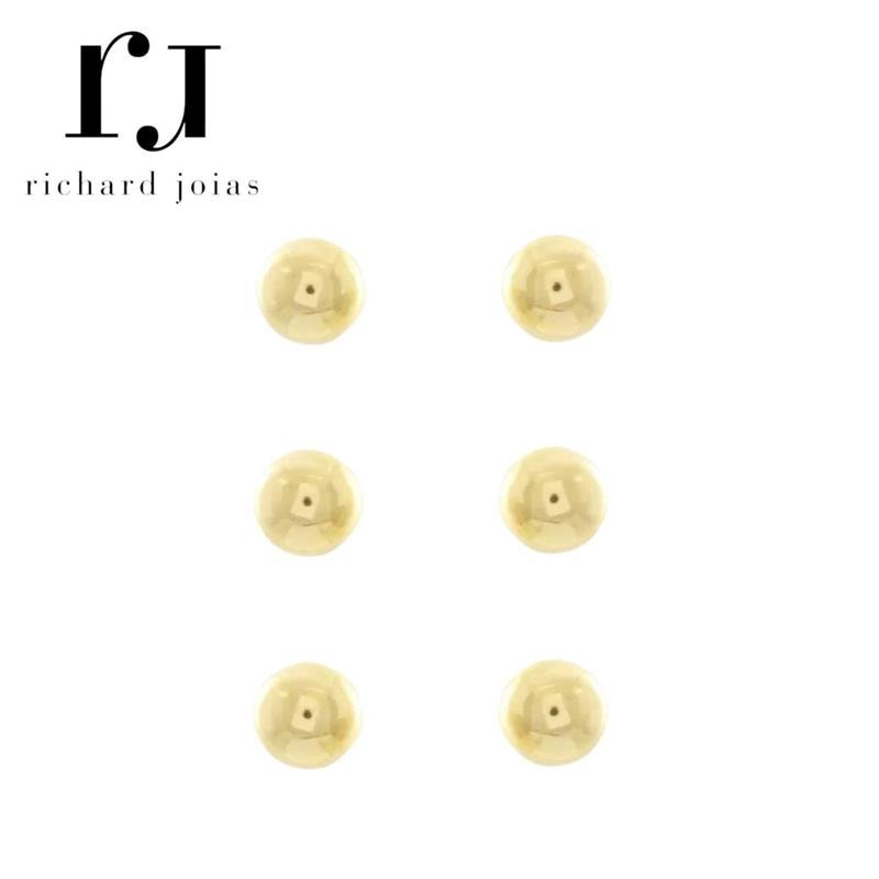 BRINCO FOLHEADO A OURO TRIO DE BOLINHAS LISAS (5MM)