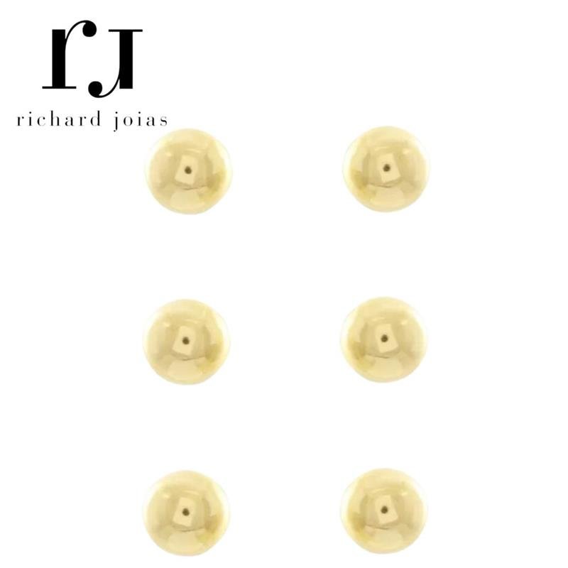 BRINCO FOLHEADO A OURO TRIO DE BOLINHAS LISAS (8MM)