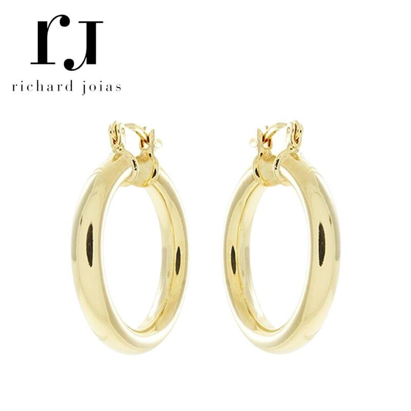 BRINCO FOLHEADO A OURO ARGOLA TUBULAR