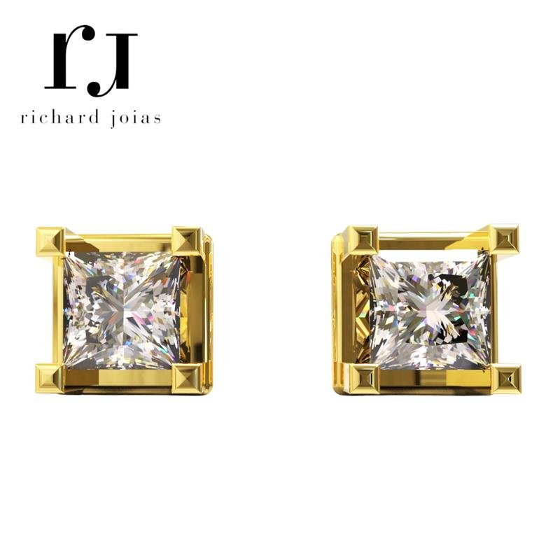 BRINCO DE MOEDA PRECIOUS CARRE 6X6+TARRAXA FOLHEADA A OURO