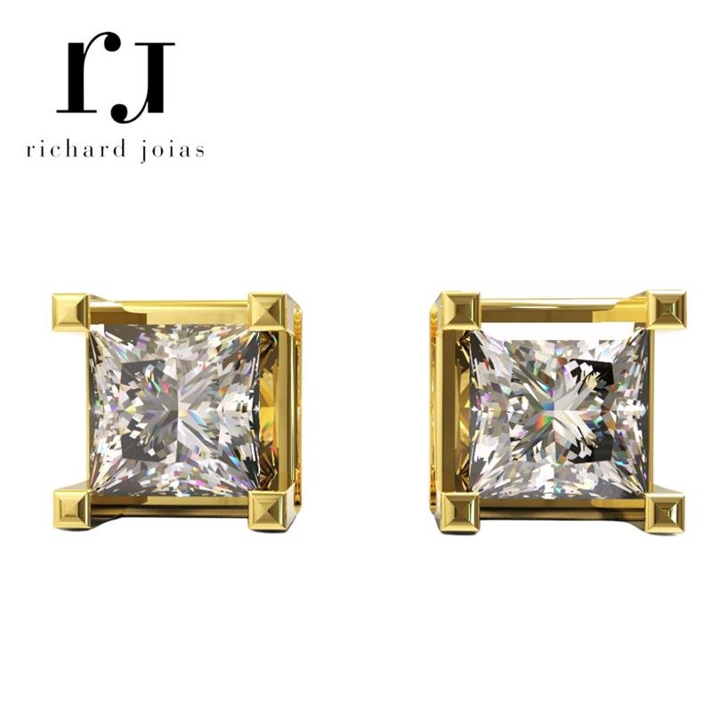 BRINCO DE MOEDA PRECIOUS CARRE 8X8+TARRAXA FOLHEADA A OURO