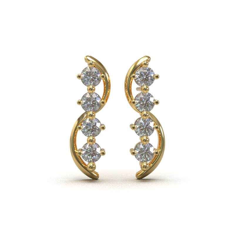 BRINCO DE MOEDA SINUOSO C/ 04 PEDRAS DE 4,0MM+TARRAXA FOLHEADA A OURO