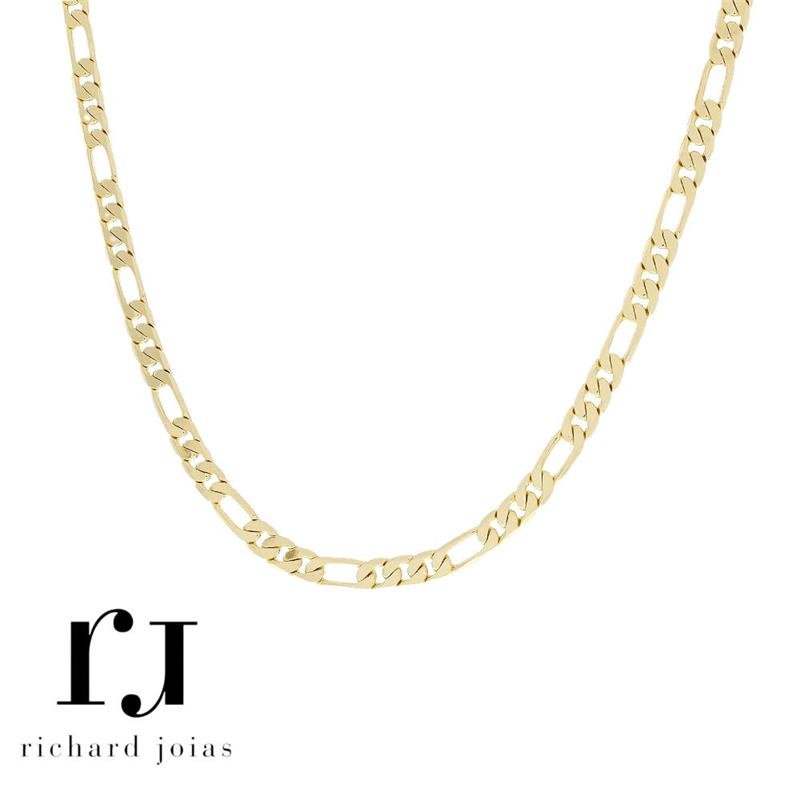 CORRENTE FOLHEADO A OURO MASCULINA 3 X 1 60 CM