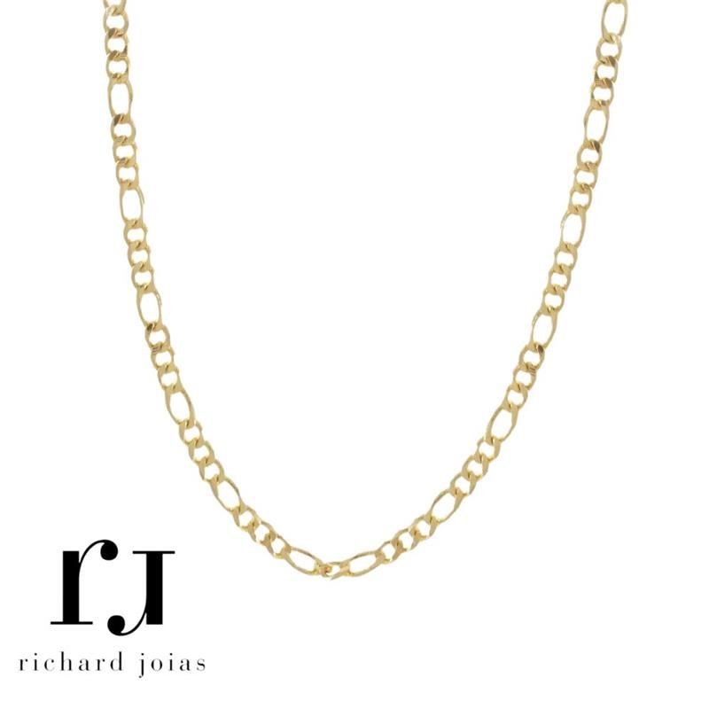 CORRENTE FOLHEADO A OURO MASCULINA 3 X 1 60 CM