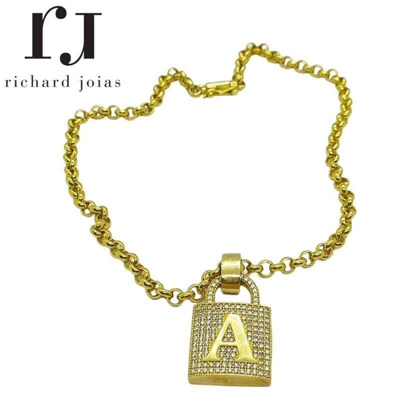 CORRENTE DE MOEDA PORTUGUESA 60 CM E 3 MM C/ PINGENTE CADEADO DE TAMANHO 2,5 X 4,0 (FAZ DE A-Z)