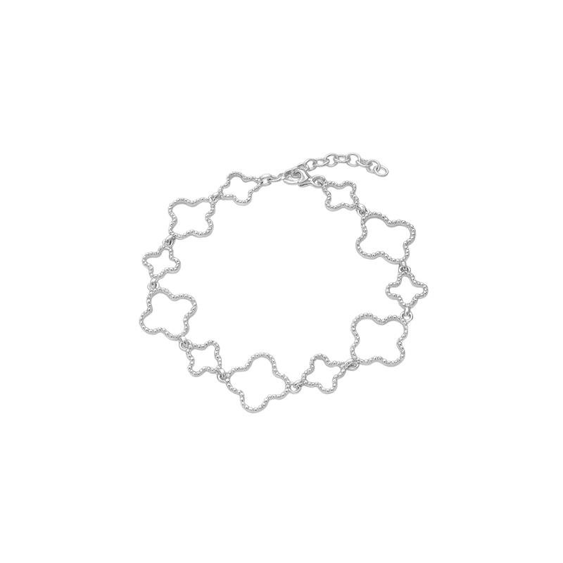 PULSEIRA DE PRATA TREVO TRABALHADO 21CM