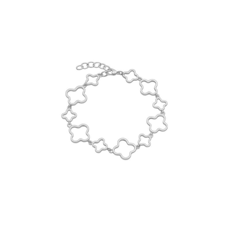 PULSEIRA DE PRATA TREVO LISO 19CM