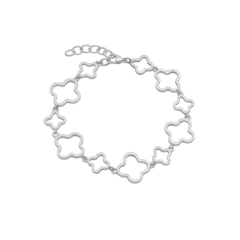 PULSEIRA DE PRATA TREVO LISO 21CM