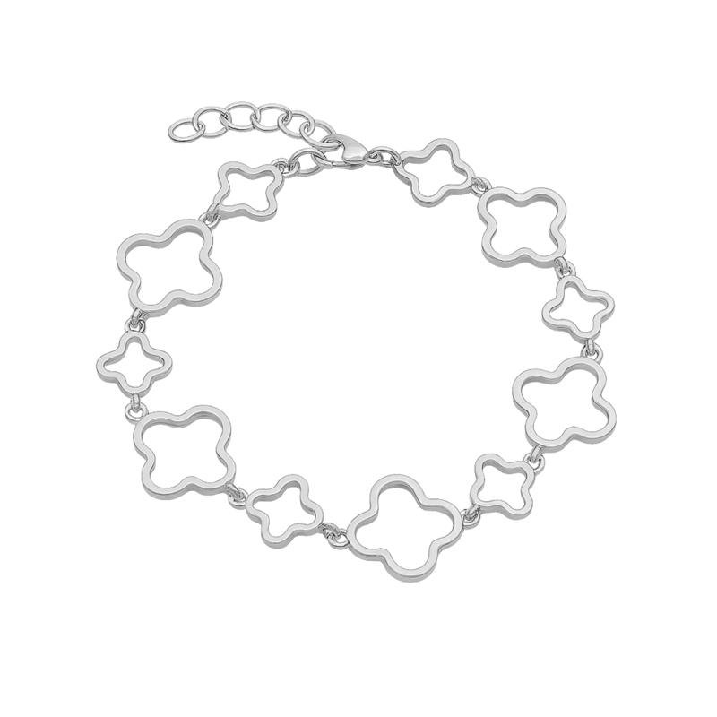 PULSEIRA DE PRATA TREVO LISO 23CM