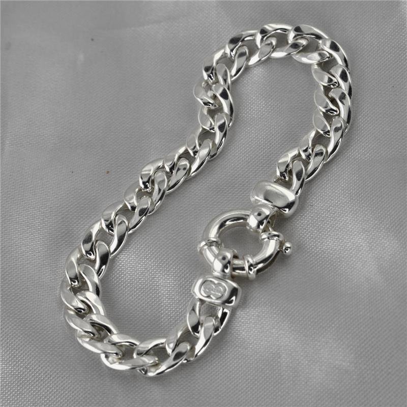 PULSEIRA DE PRATA GRUMET 8MM 23CM / FECHO BOIA