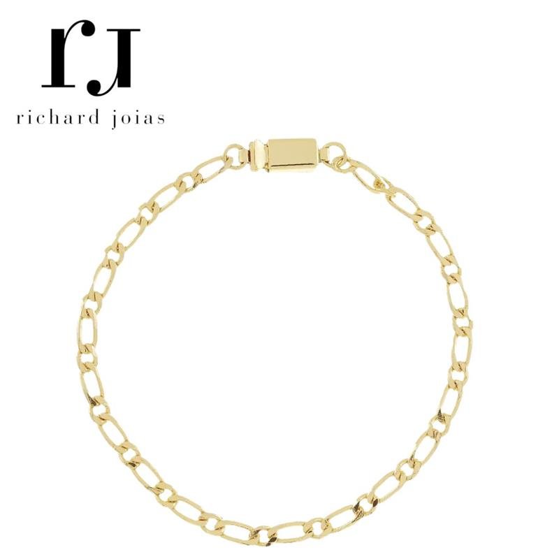 PULSEIRA FOLHEADO A OURO MASCULINA 1X1 21,5CM