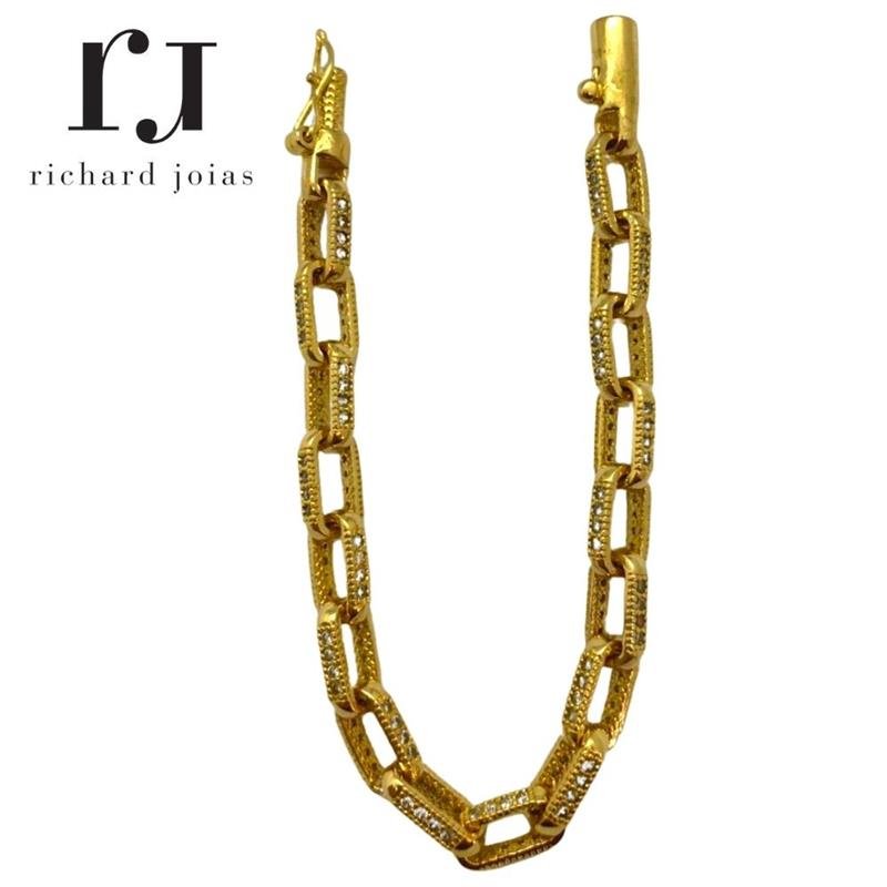 PULSEIRA DE MOEDA CARTIER 23 CM COMPRIMENTO E 4MM LARGURA CRAVEJADA DE PEDRA